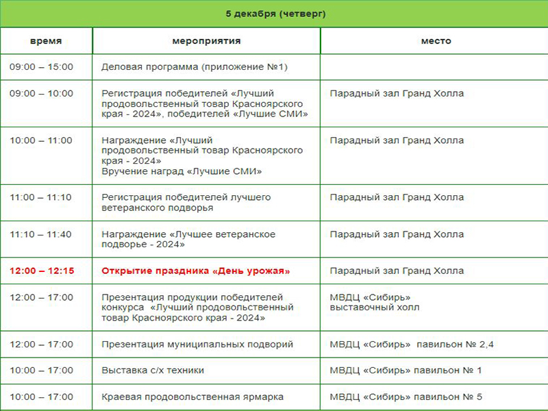 Программа «День Урожая» - 2024.